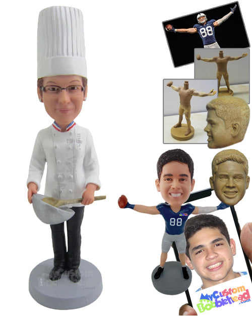 Busy Chef Cooking and Wearing His Apron Personalized Bobblehead Busy Chef Cooking and Wearing His Apron Personalized Bobblehead